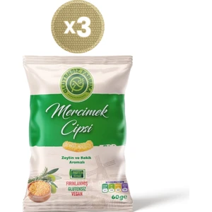 Glutensiz Fabrika Zeytin ve Kekik Aromalı Mercimek Cipsi 60 g x 3 Paket (Glütensiz & Vegan)