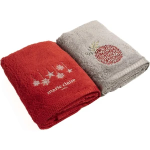 Marie Claire Export Havlu Eden 100% Pamuk 50X90 2 Li Set Grı/kırmızı MC055165