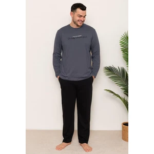 Erkek 6150-21 Uzun Kol % 100 Pamuk Pijama Takımı Füme