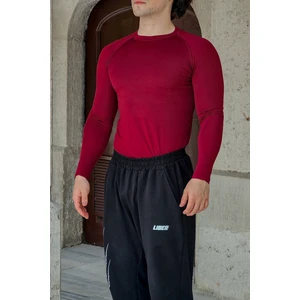 Basic Uzun Kollu Compression T-Shirt (Bordo)