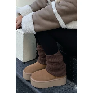 Acı Kahve %100 Akrilik Üst Kalite Triko Örgü Çorap Tozluk