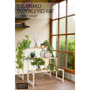 Basamaklı Masif Ahşap Düzenleyici Raf – Dekoratif Çok Katlı Organizer