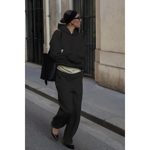 Siyah Kapüşonlu Basic Kadın Eşofman Takımı MG2533