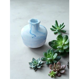 Homemade Dekoratif Obje Mavi Desenli Vazo Oval