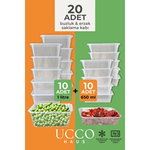 20(10+10) Adet Ekonomik Saklama Kabı Seti – 10X650 ml 10X1000 ml Mikrodalga Buzluk Dondurucu Erzak