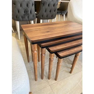 4lü Lüx Zigon Sehpa Ceviz Siyah