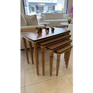 4lü Lüx Zigon Sehpa Ceviz Gold