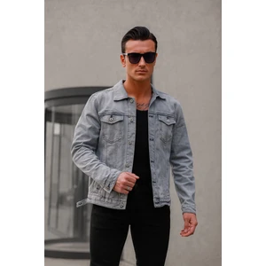 Gri Renk Eskitme Kot Ceket