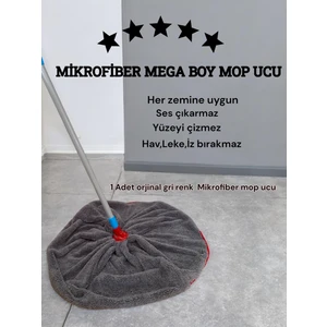 Mega Boy Gri Renk Mikrofiber Paspas Mop Yedek Ucu Çizmez Taban