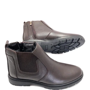 Hakiki  Deri Ortopedik Jel Tabanlık Kürklü Kışlık Erkek Bot