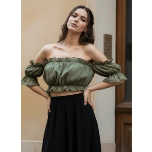 Madonna Yaka Kadın Bluz – Lastik Detaylı Rahat Kesim