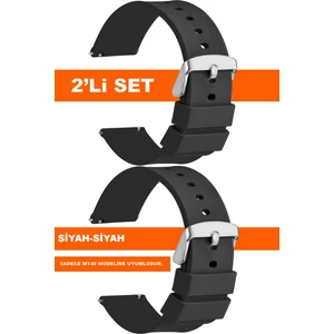 Tcl Movetime MT40-MT40X Family Saat Uyumlu Silikon Saat Kordonu Kayışı 2'li Set
