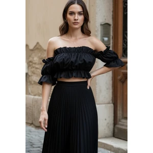 Madonna Yaka Kadın Bluz – Lastik Detaylı Rahat Kesim