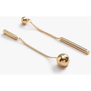 Paslanmaz Çelik  Vıntage Top Detaylı Asimetrik Sallantı Küpe