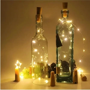 2 Adet Mantar Tıpa Şeklinde Peri LED 1,5 Metre Kendinden Pilli Şişe Peri LED Dekoratif Aydınlatma Şişe LED