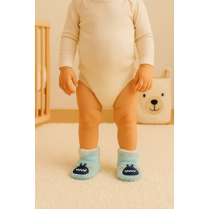 Bebek & Çocuk Kaydırmaz Tabanlı Ev Botu / Panduf / Kışlık Peluş Bot / Desenli