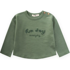 Nakışlı Sweatshirt 1-5 Yaş Yağ Yeşili