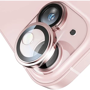 (Kaliteyi Bozmaz) iPhone 15 / 15 Plus Uyumlu Kamera Koruyucu Lens Mercek Pembe Metal Çerçeveli
