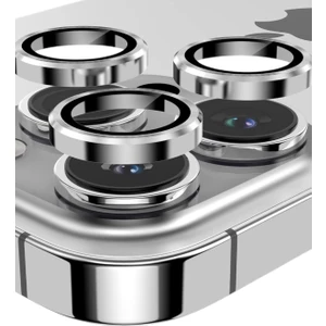 (Kaliteyi Bozmaz) iPhone 14 Pro Max / 14 Pro Uyumlu Gümüş Safir Kamera Lens Koruyucu Takma Aparatlı Kolay Kurulum