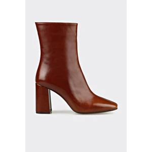 Kahve Deri Kadın Klasik Bot