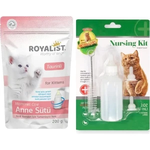 Kedi Süt Tozu 200 gr + Biberon Seti 60 ml Yeni Doğan Bakım Seti