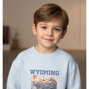 Erkek Çocuk Wyoming Baskılı Sweatshirt – %100 Pamuk