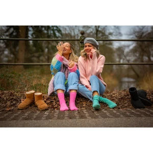 Kadın Kaşmir Yün Çorap - 2'li Paket Yeşil Pembe (Beden 36-41)