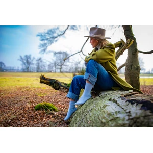 Kadın Kaşmir Yün Çorap - 2'li Paket Açık Mavi Bordo (Beden 36-41)