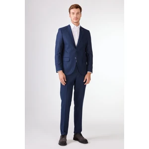 Lacivert Örgü Desen Slim Fit Casual Takım Elbise