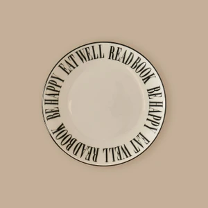 Book Lovers Porselen Servis Tabağı Siyah (25 Cm)