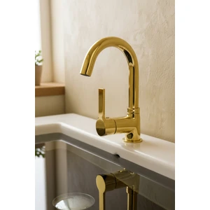 Gold Lüks Mix Kuğu Aç-Kapa Lavabo Bataryası Musluk
