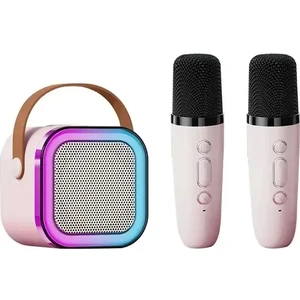 Learning Fun Rgb Taşınabilir 2 Mikrofonlu Karaoke Seti Ktv Bluetooth Çift Mikrofonlu Hoparlörlü Karaoke Set