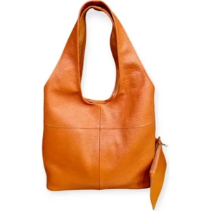 Randy Hakiki Deri Turuncu Omuz Çantası