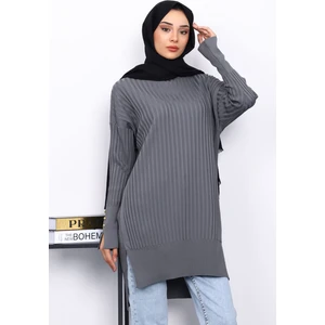 Füme Önü Kısa Arkası Uzun Triko Tunik