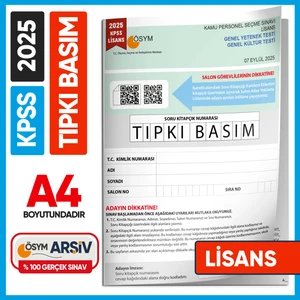 2025 Kpss Lisans Gy-Gk Ösym Tıpkı Basım Çıkmış Soru Deneme Kitapçığı (Çözümlü Türkiye Geneli Sınav)