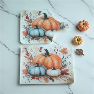 2'li Set Temperli Cam Sebze Meyve Doğrama Kesme Tahtası(Dikdörtgen ve Saplı Kesme Tahtası)