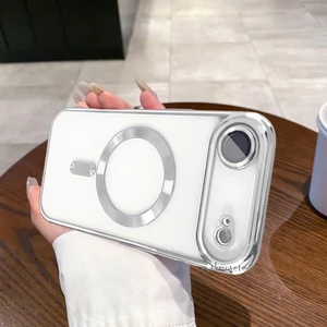 Iphone 17 Air Kılıf Tam Kamera Korumalı Magsafe Şarj Destekli Renkli Kenarlı Arkası Şeffaf Kapak