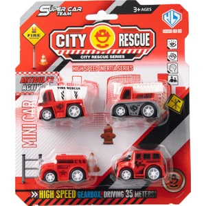 İtfaiye Seti 4lü Mini Plastik Oyuncak Araba