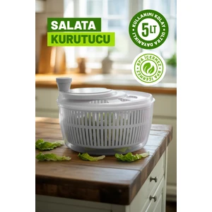 Salata ve Sebze Kurutucu, Pratik Kullanım - 5 Lt Büyük Boy