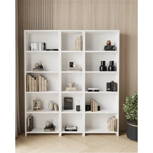Amine 15 Raflı Kitaplık Çok Amaçlı Beyaz Dolap