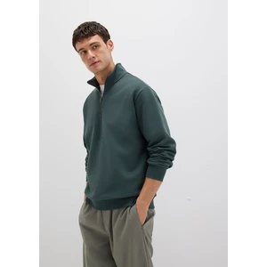 Yarı Fermuarlı Yeşil Basic Sweatshirt 0S10419-71598