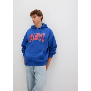 Mavi Logo Baskılı Kapüşonlu Mavi Sweatshirt 067149-70907