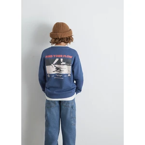 Baskılı Mavi Sweatshirt 6S10128-86702