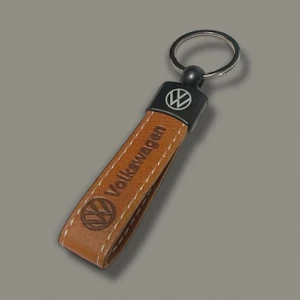 Volkswagen Yazılı ve Logolu Anahtarlık (Kahverengi ) Termo Deri