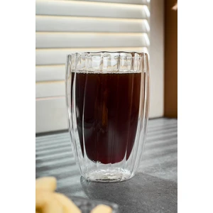 Stripe Çift Cidarlı Bardak - Şeffaf - 450 ml