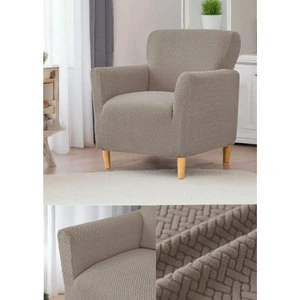 Jakarlı Tuğla Desen Koltuk Örtüsü Çekyat Kanepe Kılıfı, Berjer Kılıfı Lastikli Kayma Yapmayan Tekli