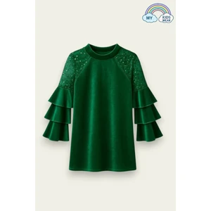 Kız Çocuk Özel Günler Için Kadife Çocuk Elbisesi  4-12 Yaş 12108