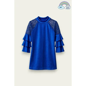 Kız Çocuk Özel Günler Için Kadife Çocuk Elbisesi  4-12 Yaş 12102