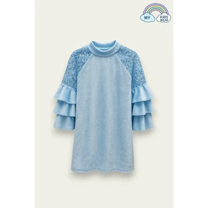 Kız Çocuk Özel Günler Için Kadife Çocuk Elbisesi  4-12 Yaş 12103