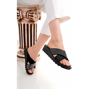 Kadın Günlük Terlik Siyah Şık Misafir Ev Dışarı Terliği
